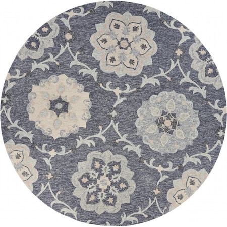 Palacedesigns 7 ft. Round Gray Floral Trellis Area Rug PA2469742